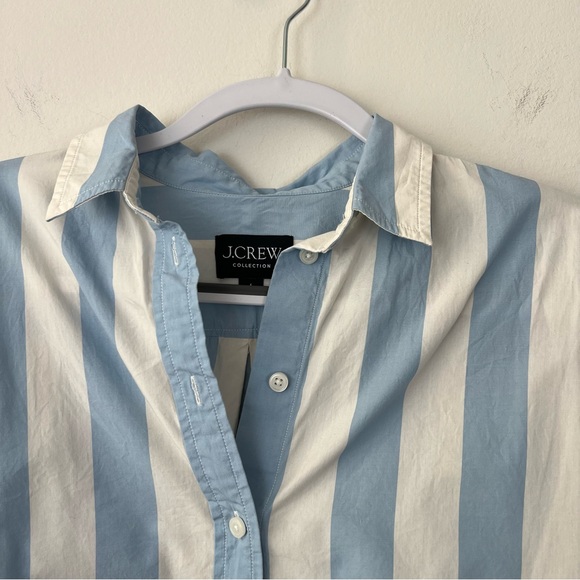 J. Crew Collection Relaxed Fit Cropped Button Down Shirt in Barlow Stripe - Picture 5 of 11
